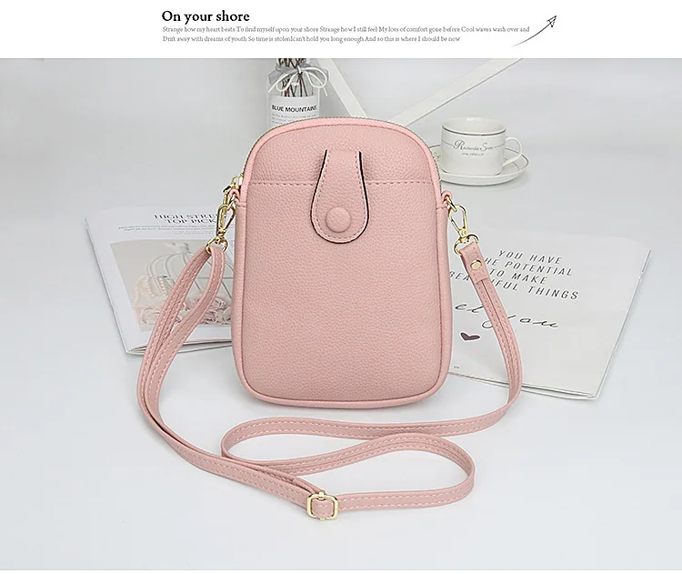 Fashion Mobile Phone Bag Women Crossbody Bag One Shoulder Mini Small Square Bag Card Holder Female Portable PU Leather Wallet