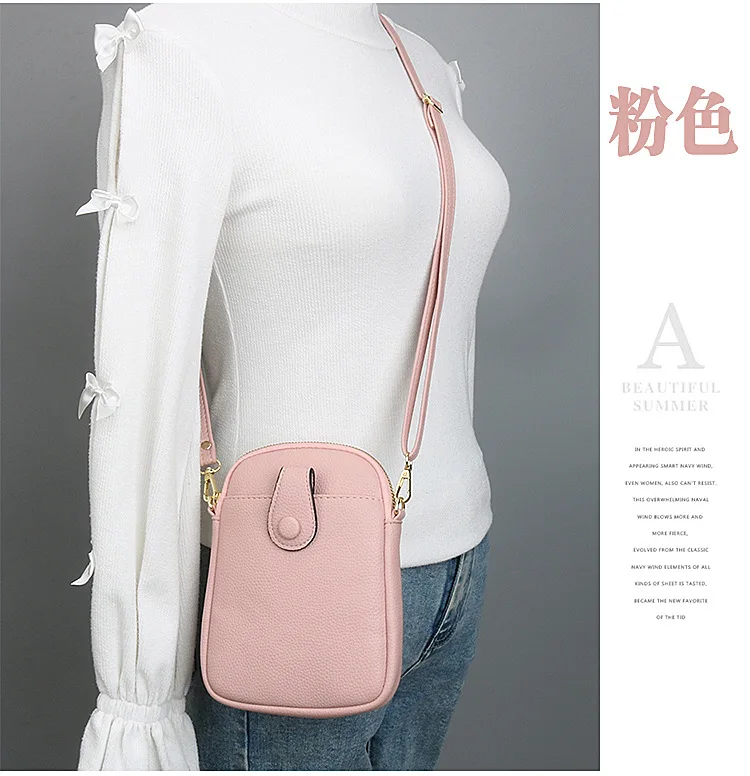 Fashion Mobile Phone Bag Women Crossbody Bag One Shoulder Mini Small Square Bag Card Holder Female Portable PU Leather Wallet