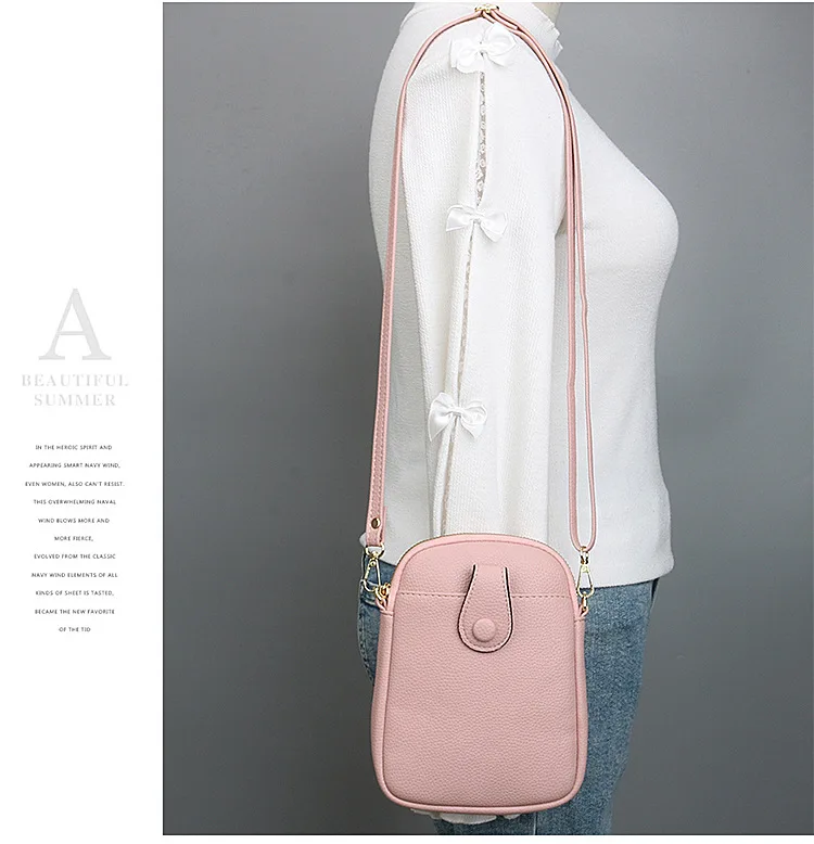 Fashion Mobile Phone Bag Women Crossbody Bag One Shoulder Mini Small Square Bag Card Holder Female Portable PU Leather Wallet