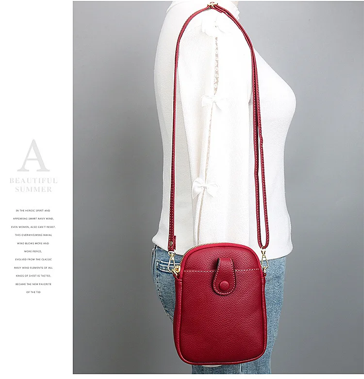 Fashion Mobile Phone Bag Women Crossbody Bag One Shoulder Mini Small Square Bag Card Holder Female Portable PU Leather Wallet