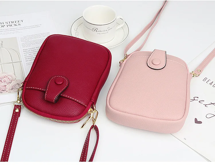 Fashion Mobile Phone Bag Women Crossbody Bag One Shoulder Mini Small Square Bag Card Holder Female Portable PU Leather Wallet