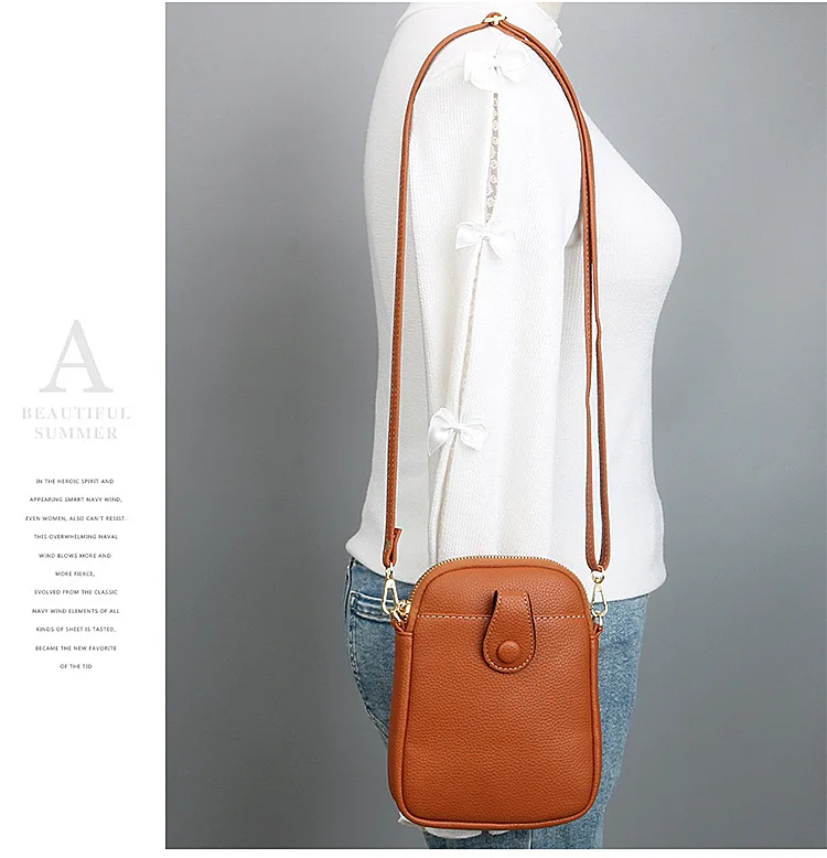 Fashion Mobile Phone Bag Women Crossbody Bag One Shoulder Mini Small Square Bag Card Holder Female Portable PU Leather Wallet