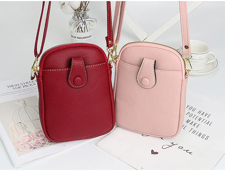 Fashion Mobile Phone Bag Women Crossbody Bag One Shoulder Mini Small Square Bag Card Holder Female Portable PU Leather Wallet