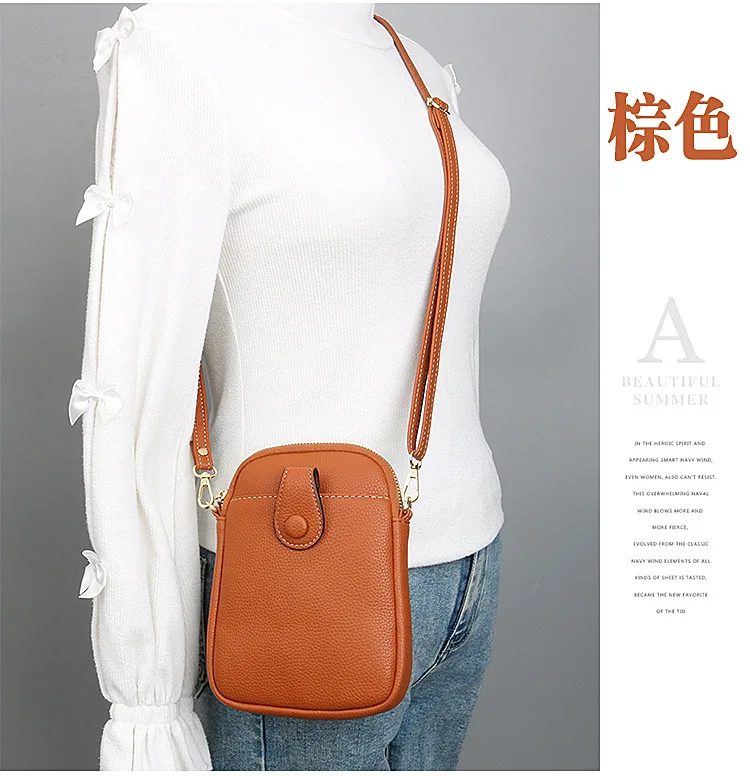 Fashion Mobile Phone Bag Women Crossbody Bag One Shoulder Mini Small Square Bag Card Holder Female Portable PU Leather Wallet