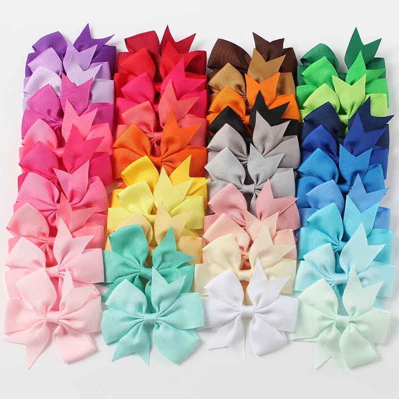 20pcs/lot Baby Girls Ribbon Bow Clips Hairpins Alligator Metal Hair Bows Clip Headwear Hairbows Hair Accessories