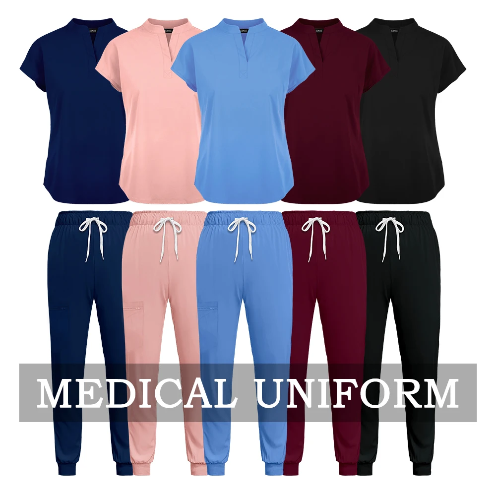 Medical Clothing for Women Nurse Uniforms Scrubs Set Hospital Work Wear Wholesale Medical New Blue Overalls Unisex Solid Uniform