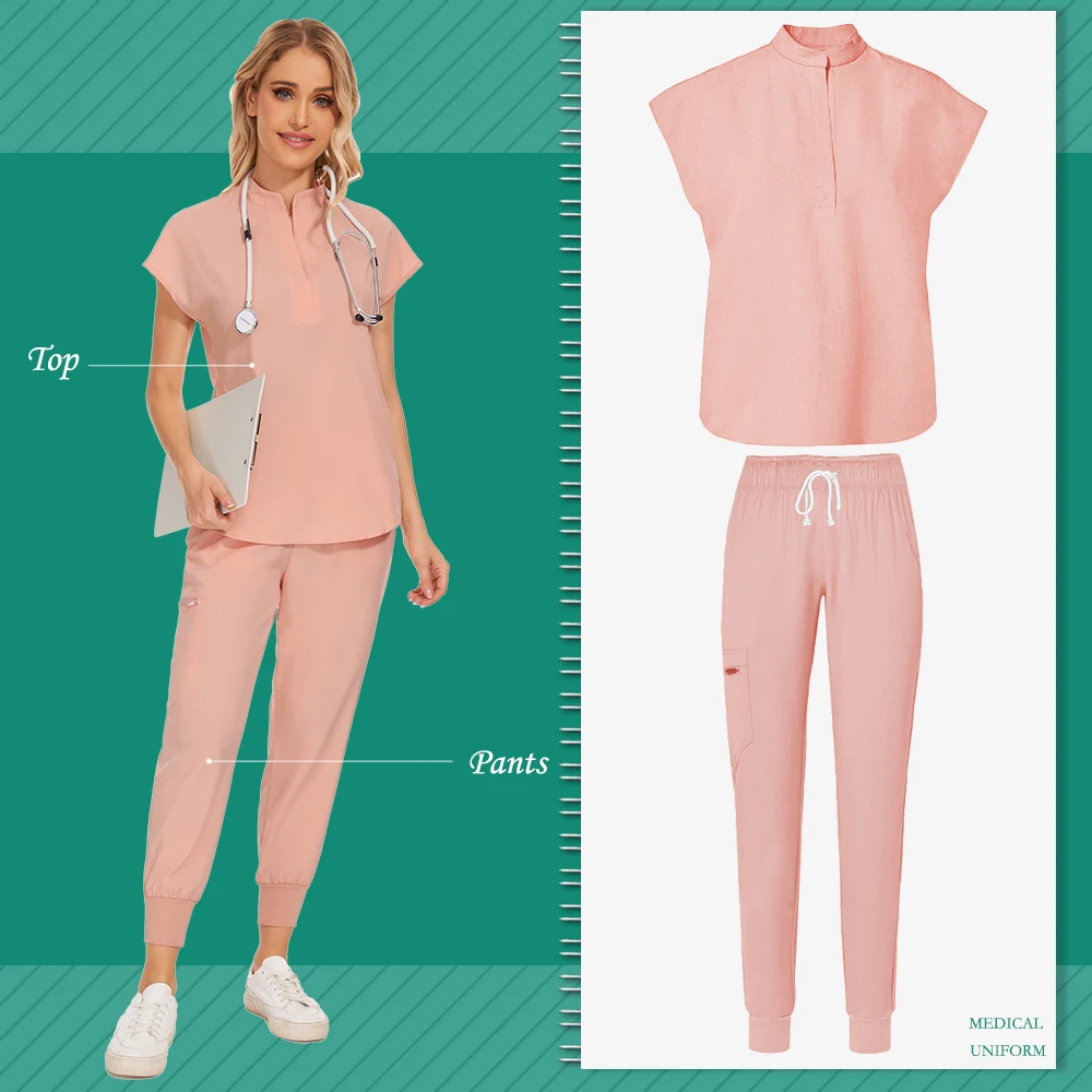 Medical Clothing for Women Nurse Uniforms Scrubs Set Hospital Work Wear Wholesale Medical New Blue Overalls Unisex Solid Uniform