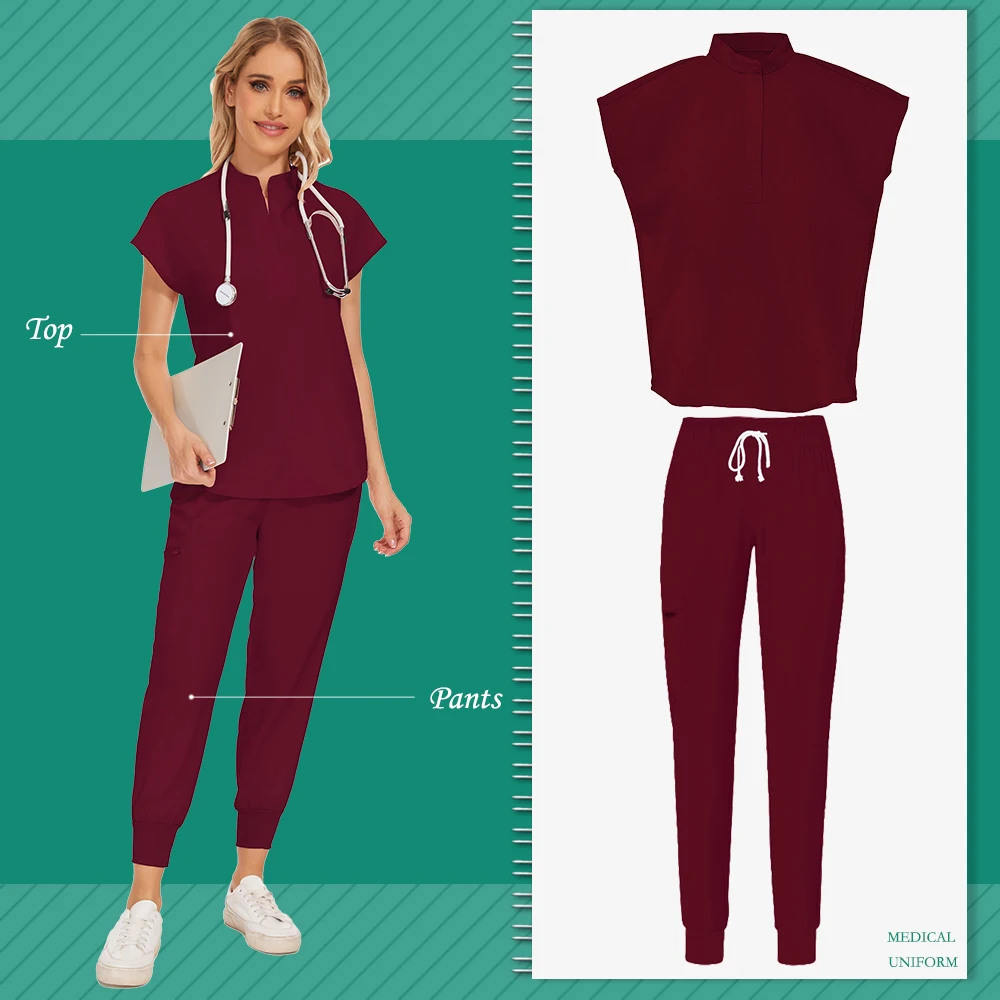 Medical Clothing for Women Nurse Uniforms Scrubs Set Hospital Work Wear Wholesale Medical New Blue Overalls Unisex Solid Uniform
