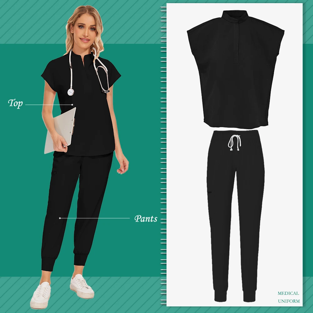Medical Clothing for Women Nurse Uniforms Scrubs Set Hospital Work Wear Wholesale Medical New Blue Overalls Unisex Solid Uniform