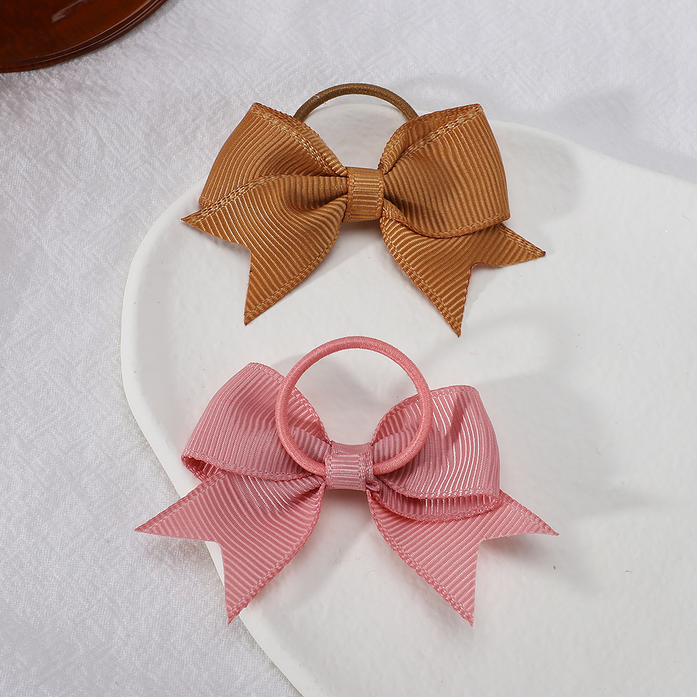 10Pcs/lot Cute Grosgrain Ribbon Pigtail Hair Bows Elastic Hair Ties Hair Bands Holders Girls Newborn Baby Hair Accessories Gift
