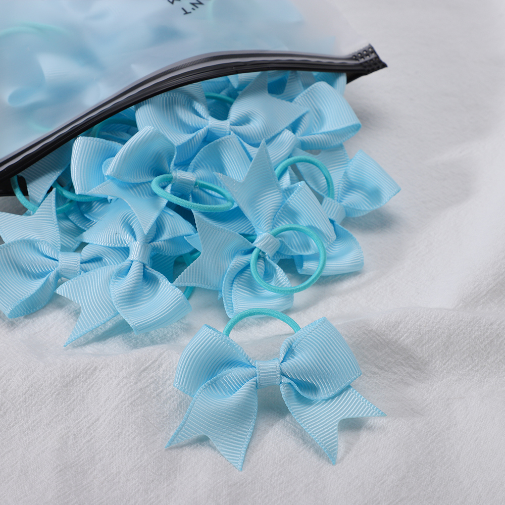 10Pcs/lot Cute Grosgrain Ribbon Pigtail Hair Bows Elastic Hair Ties Hair Bands Holders Girls Newborn Baby Hair Accessories Gift