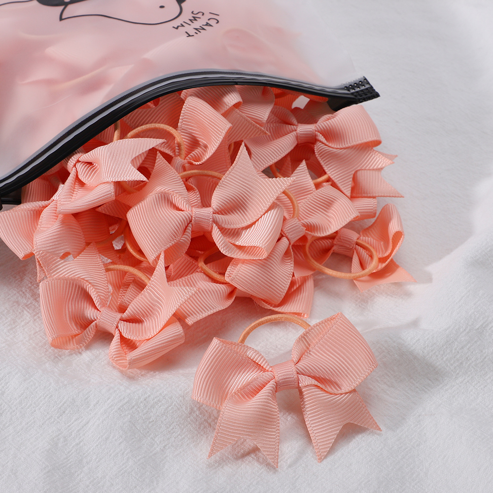10Pcs/lot Cute Grosgrain Ribbon Pigtail Hair Bows Elastic Hair Ties Hair Bands Holders Girls Newborn Baby Hair Accessories Gift