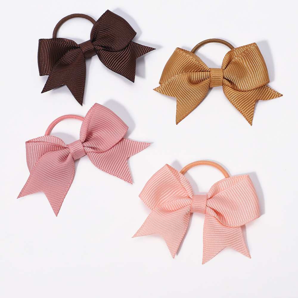 10Pcs/lot Cute Grosgrain Ribbon Pigtail Hair Bows Elastic Hair Ties Hair Bands Holders Girls Newborn Baby Hair Accessories Gift