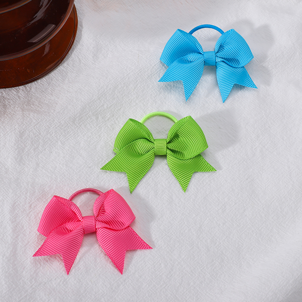10Pcs/lot Cute Grosgrain Ribbon Pigtail Hair Bows Elastic Hair Ties Hair Bands Holders Girls Newborn Baby Hair Accessories Gift