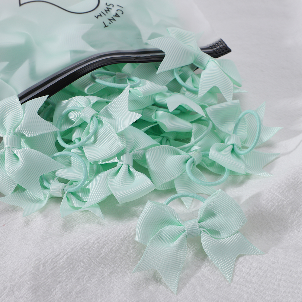 10Pcs/lot Cute Grosgrain Ribbon Pigtail Hair Bows Elastic Hair Ties Hair Bands Holders Girls Newborn Baby Hair Accessories Gift