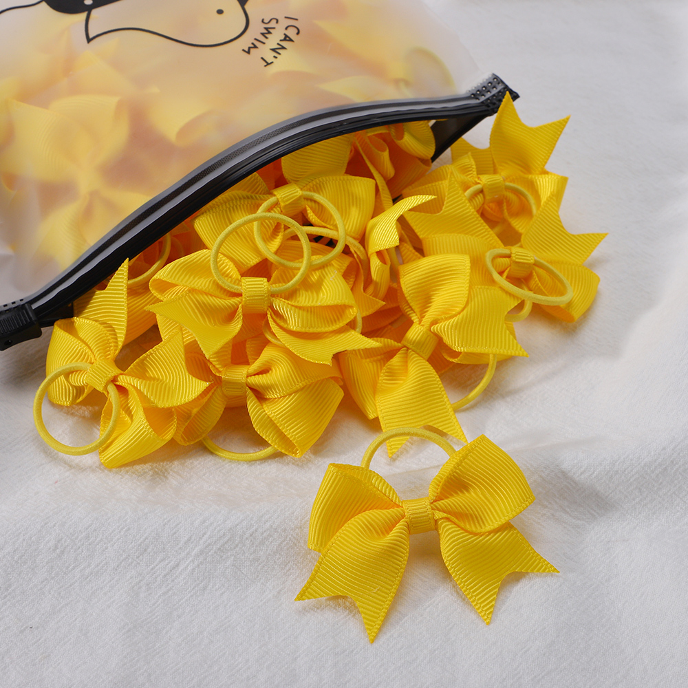 10Pcs/lot Cute Grosgrain Ribbon Pigtail Hair Bows Elastic Hair Ties Hair Bands Holders Girls Newborn Baby Hair Accessories Gift