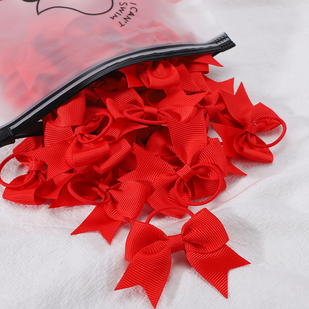10Pcs/lot Cute Grosgrain Ribbon Pigtail Hair Bows Elastic Hair Ties Hair Bands Holders Girls Newborn Baby Hair Accessories Gift