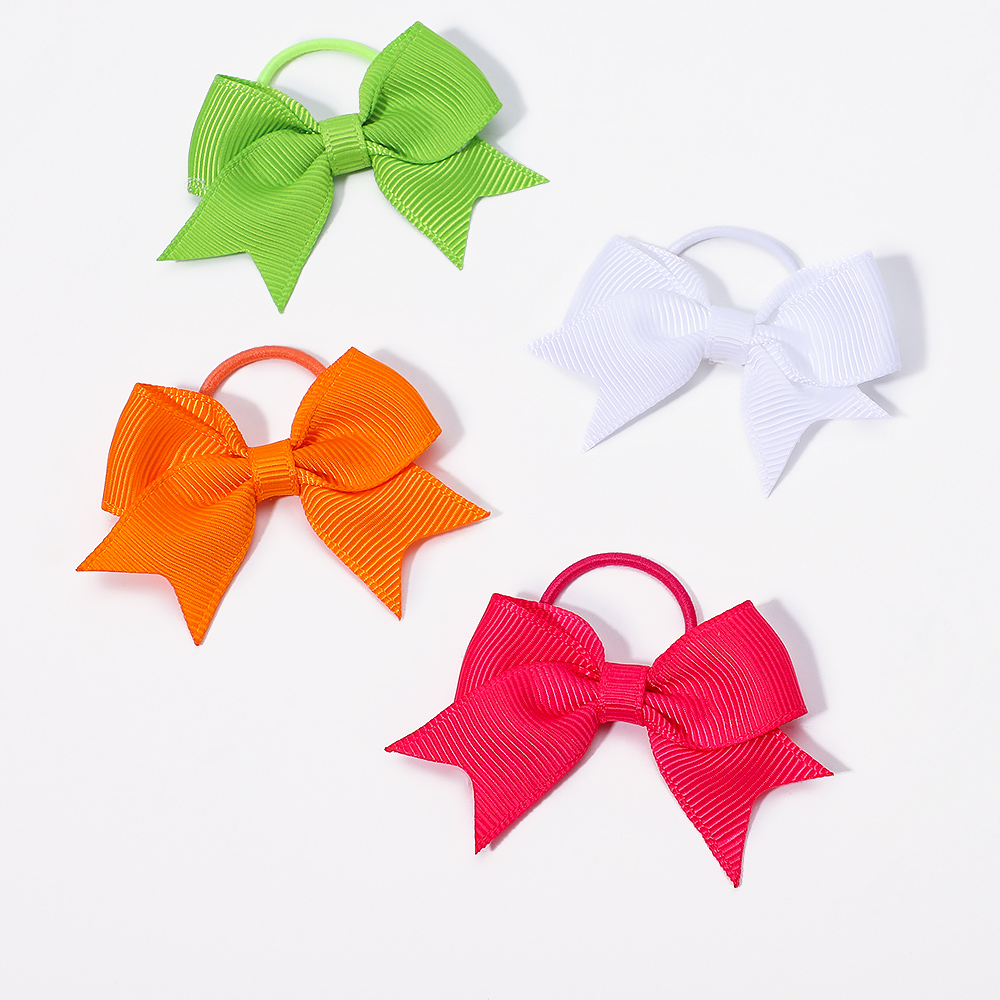10Pcs/lot Cute Grosgrain Ribbon Pigtail Hair Bows Elastic Hair Ties Hair Bands Holders Girls Newborn Baby Hair Accessories Gift