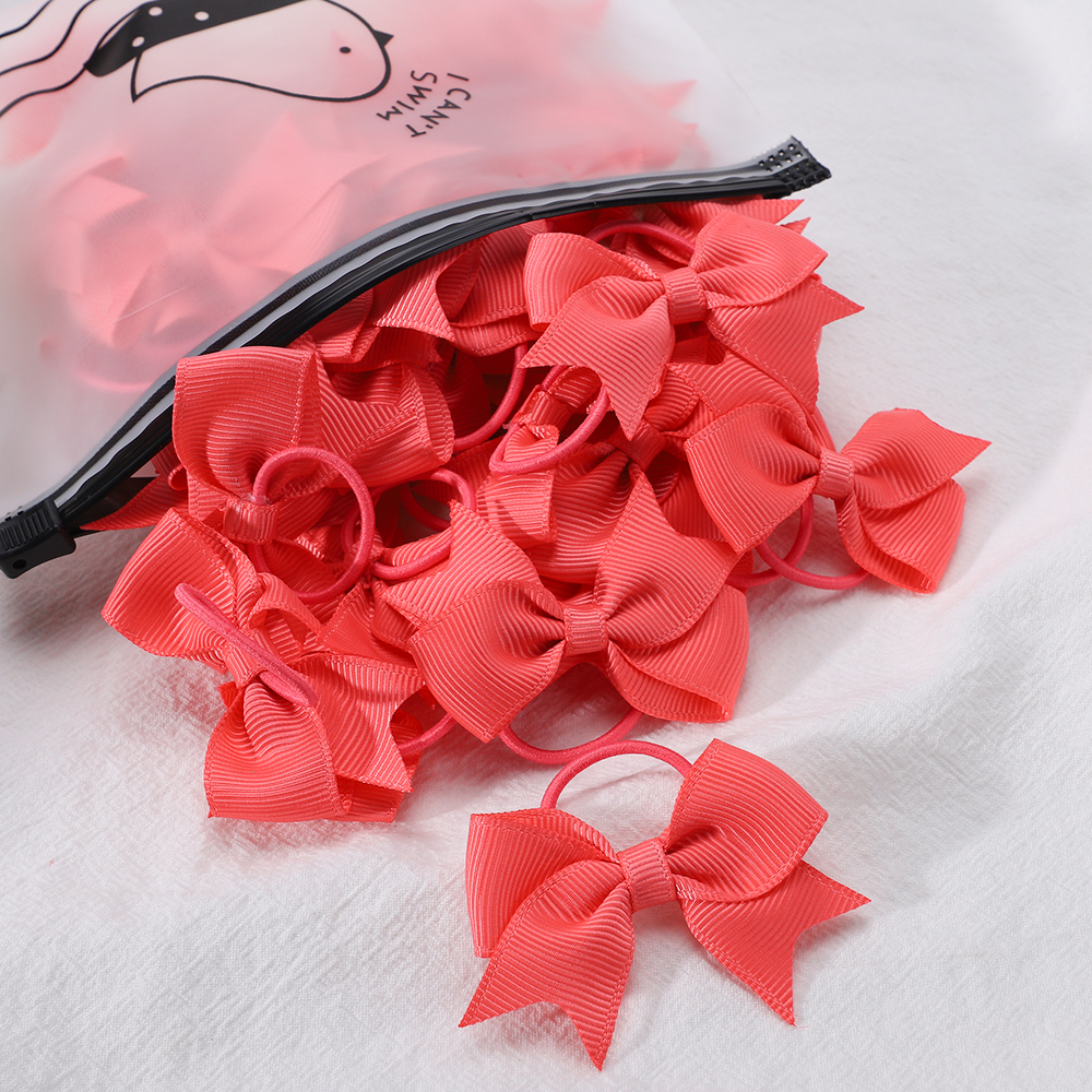 10Pcs/lot Cute Grosgrain Ribbon Pigtail Hair Bows Elastic Hair Ties Hair Bands Holders Girls Newborn Baby Hair Accessories Gift