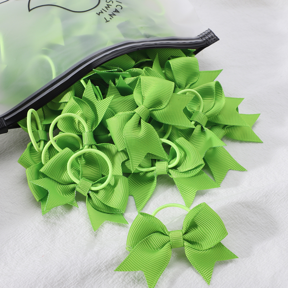 10Pcs/lot Cute Grosgrain Ribbon Pigtail Hair Bows Elastic Hair Ties Hair Bands Holders Girls Newborn Baby Hair Accessories Gift