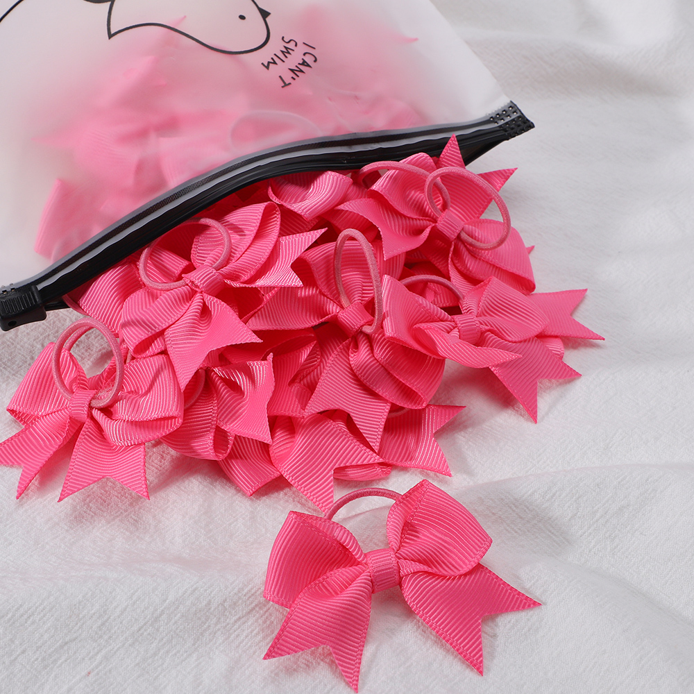 10Pcs/lot Cute Grosgrain Ribbon Pigtail Hair Bows Elastic Hair Ties Hair Bands Holders Girls Newborn Baby Hair Accessories Gift