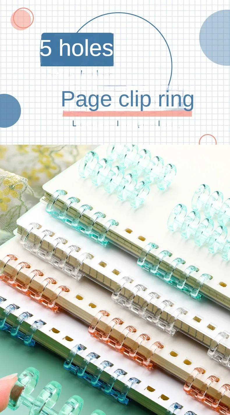 10PCS 5hole Loose-leaf Binder Ring Notebook Spring Spiral Rings Binder Strip Buckle Clip Binding Clip School Supplies Stationery