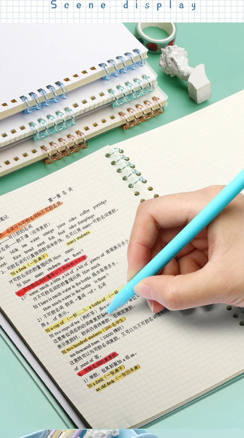 10PCS 5hole Loose-leaf Binder Ring Notebook Spring Spiral Rings Binder Strip Buckle Clip Binding Clip School Supplies Stationery