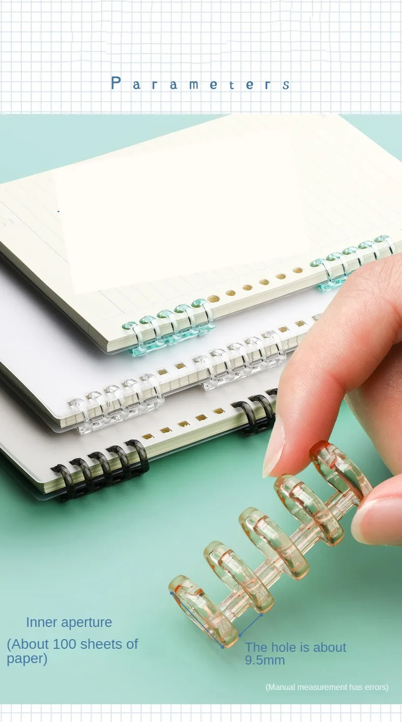 10PCS 5hole Loose-leaf Binder Ring Notebook Spring Spiral Rings Binder Strip Buckle Clip Binding Clip School Supplies Stationery