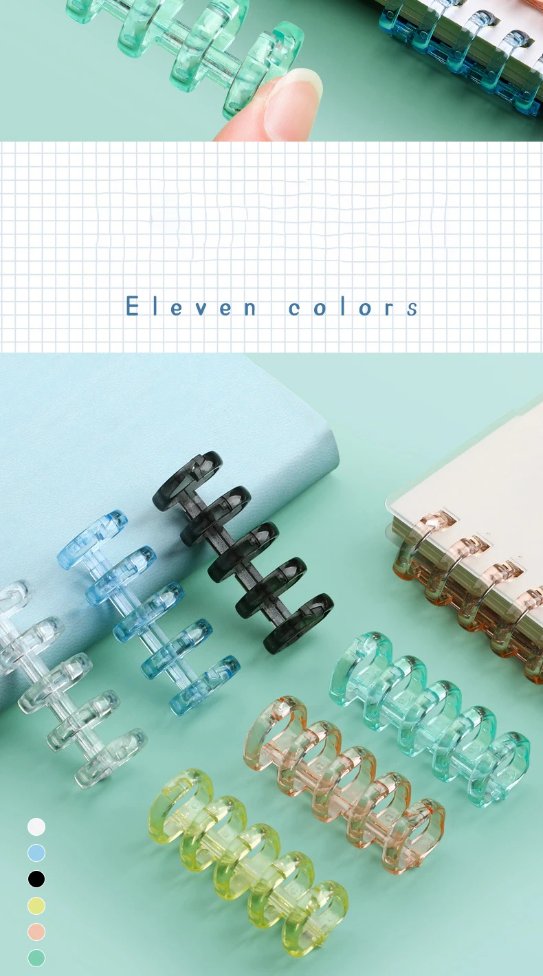 10PCS 5hole Loose-leaf Binder Ring Notebook Spring Spiral Rings Binder Strip Buckle Clip Binding Clip School Supplies Stationery