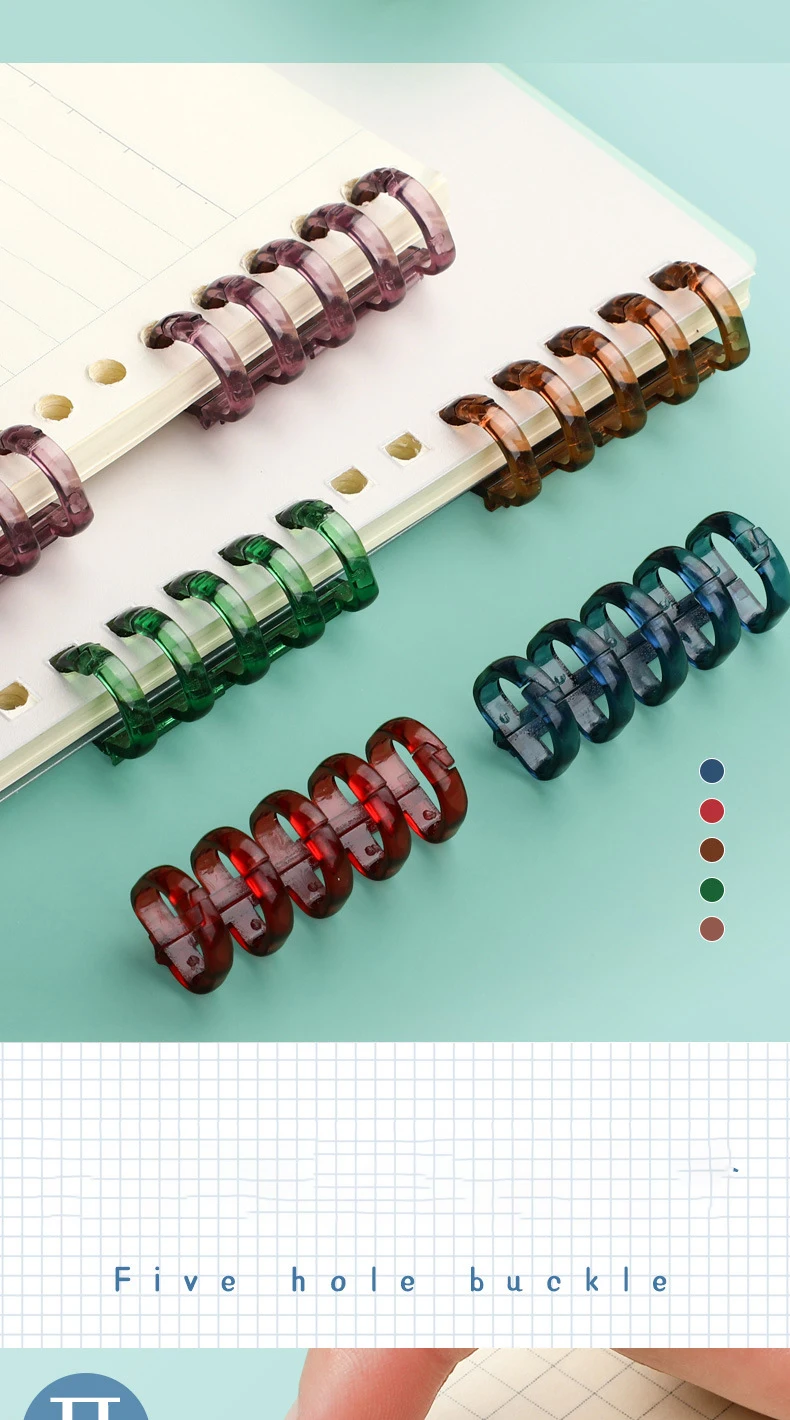 10PCS 5hole Loose-leaf Binder Ring Notebook Spring Spiral Rings Binder Strip Buckle Clip Binding Clip School Supplies Stationery