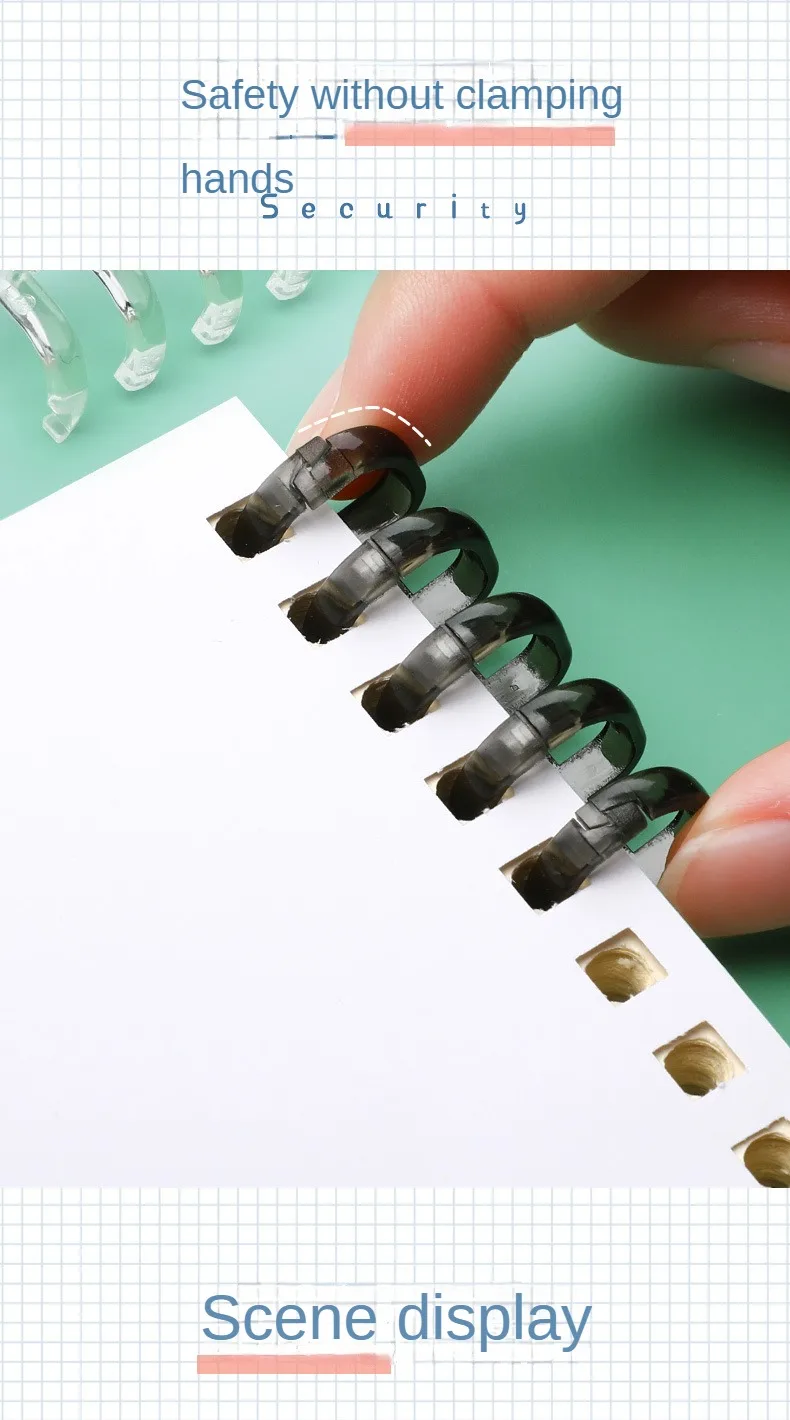 10PCS 5hole Loose-leaf Binder Ring Notebook Spring Spiral Rings Binder Strip Buckle Clip Binding Clip School Supplies Stationery