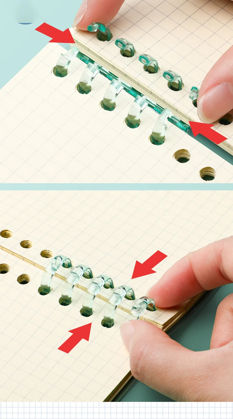 10PCS 5hole Loose-leaf Binder Ring Notebook Spring Spiral Rings Binder Strip Buckle Clip Binding Clip School Supplies Stationery