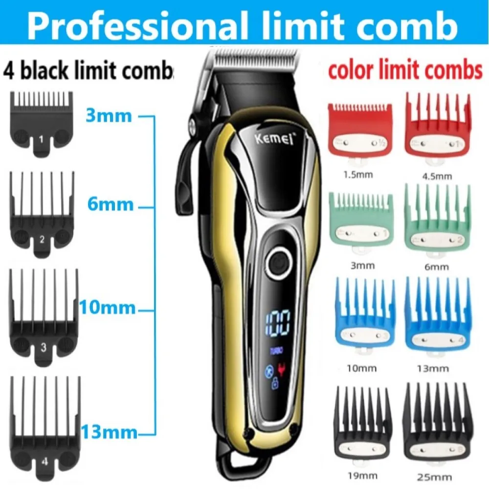 Kemei 1990 New Hair Clipper Professional Hair Clipper Men's Hair Clipper Electric Trimmer LCD Display Hair Clipper Almighty Set