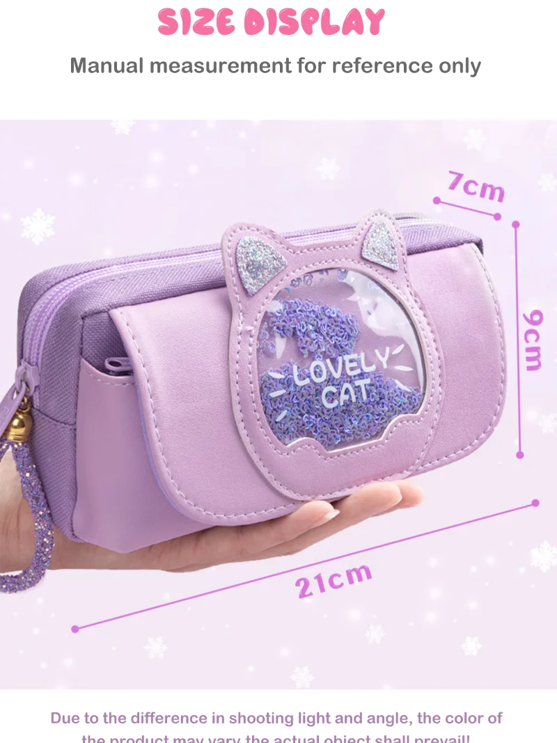 Kawaii Quicksand Pencil Case Large Capacity Multifunctional Pen Box Cute Storage Bag School Office Supplies Stationery
