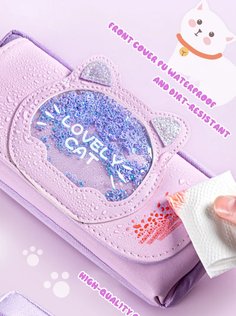 Kawaii Quicksand Pencil Case Large Capacity Multifunctional Pen Box Cute Storage Bag School Office Supplies Stationery