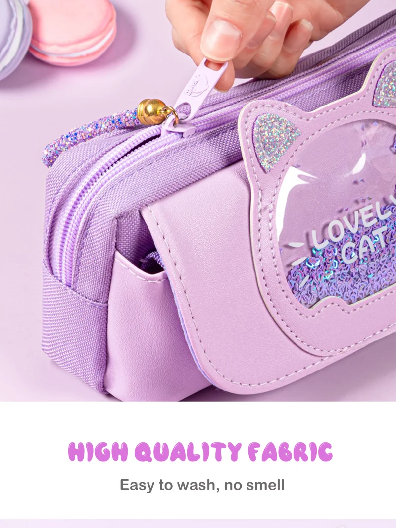 Kawaii Quicksand Pencil Case Large Capacity Multifunctional Pen Box Cute Storage Bag School Office Supplies Stationery