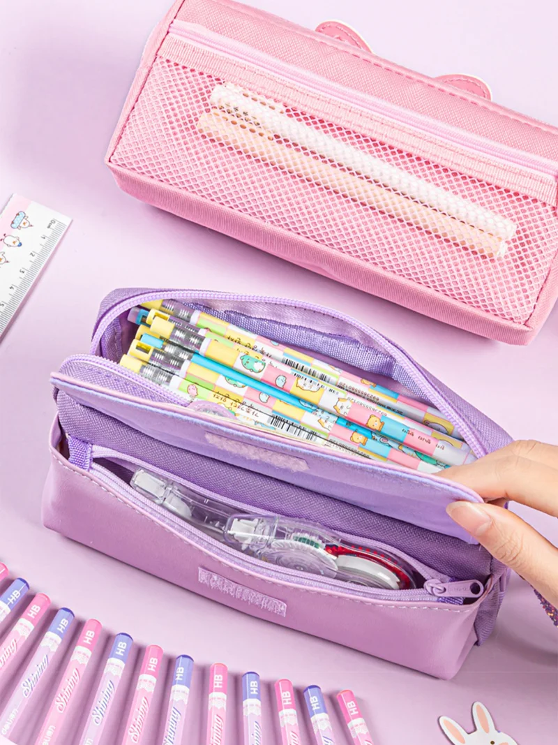 Kawaii Quicksand Pencil Case Large Capacity Multifunctional Pen Box Cute Storage Bag School Office Supplies Stationery