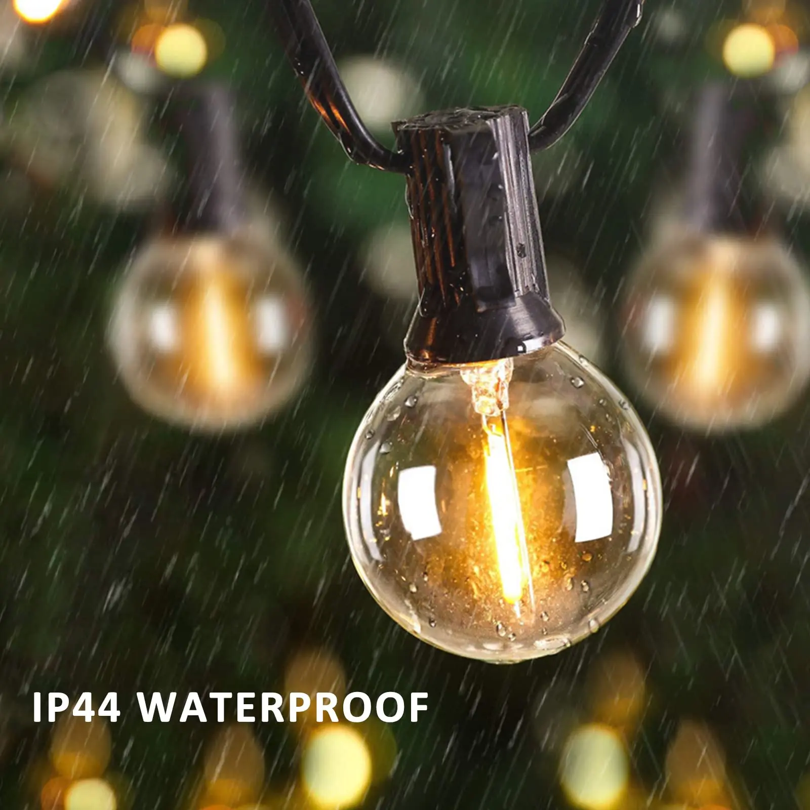 GANRILAND 65FT Outdoor Garland String Lights Dimmable E12 Sockets G40 Globe Led Bulb Connectable Gard Decor Fairy Light Chain