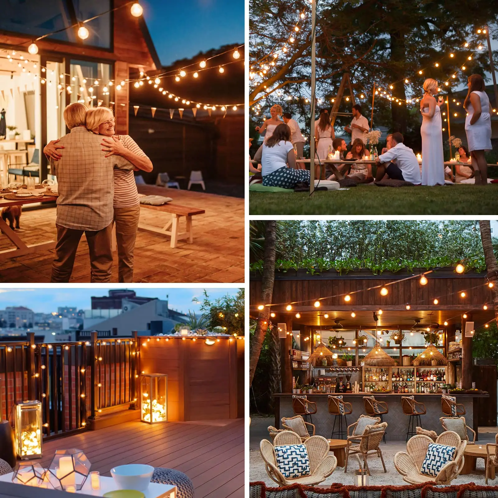 GANRILAND 65FT Outdoor Garland String Lights Dimmable E12 Sockets G40 Globe Led Bulb Connectable Gard Decor Fairy Light Chain
