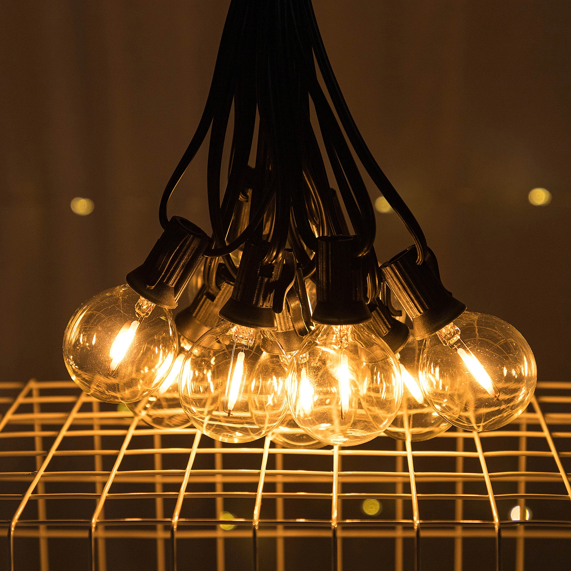 GANRILAND 65FT Outdoor Garland String Lights Dimmable E12 Sockets G40 Globe Led Bulb Connectable Gard Decor Fairy Light Chain