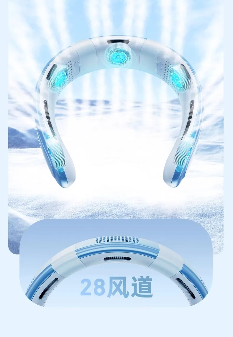 Portable Neck Fan 10000mAh Rechargeable Fan Mini 3-Speeds Large Wind Outdoor Silent Electric Ventilador for Home Camping Outdoor