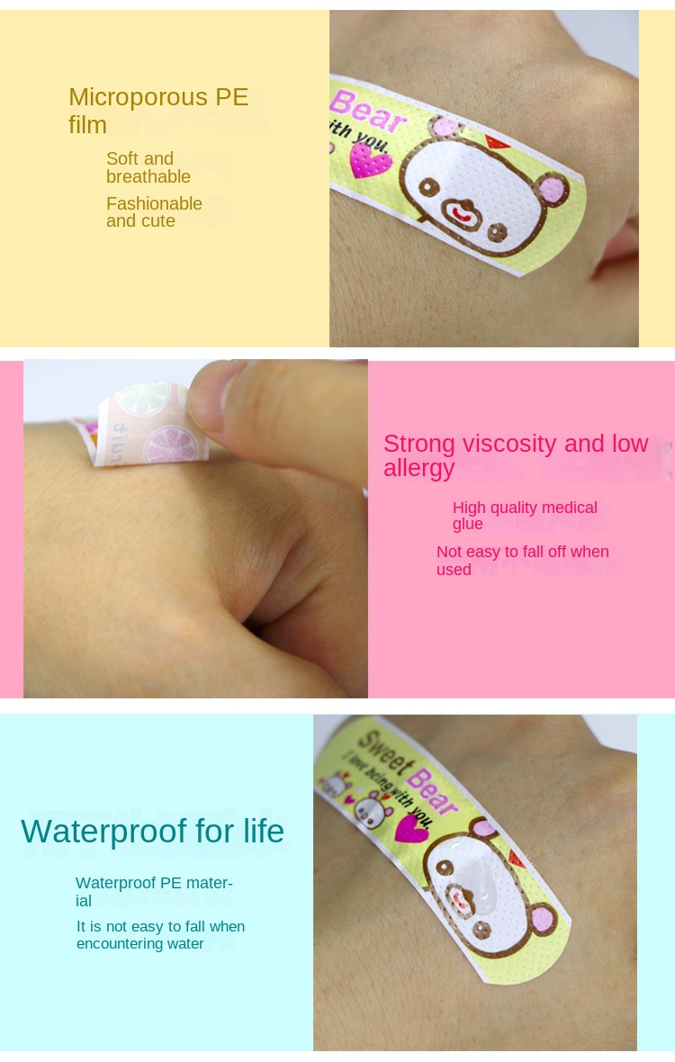 120pcs Cute Cartoon Medical Patch Waterproof Wound Adhesive Bandages Dustproof Breathable First Band Aid Adhesive for Kids