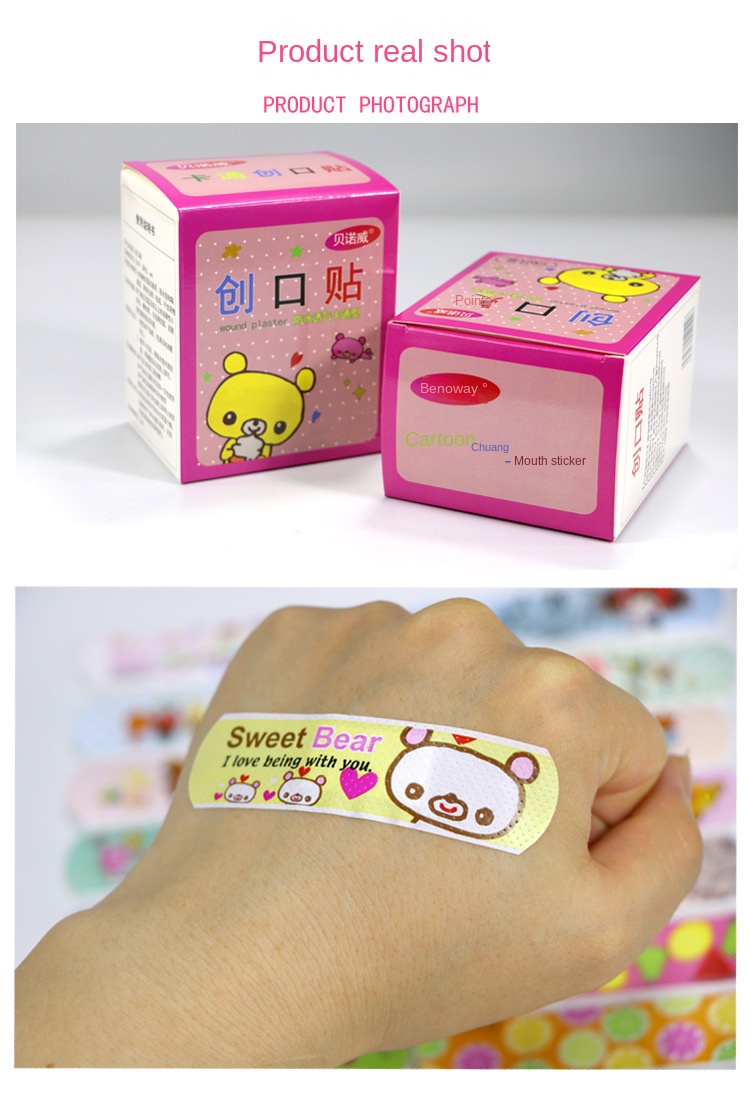 120pcs Cute Cartoon Medical Patch Waterproof Wound Adhesive Bandages Dustproof Breathable First Band Aid Adhesive for Kids