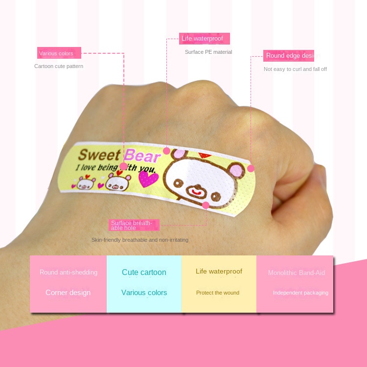 120pcs Cute Cartoon Medical Patch Waterproof Wound Adhesive Bandages Dustproof Breathable First Band Aid Adhesive for Kids