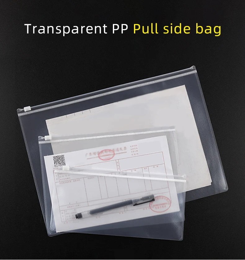 10PCS A4A5A6 Exam Mesh Zipper Bag Student Office Simple Large Capacity Transparent Document Bags