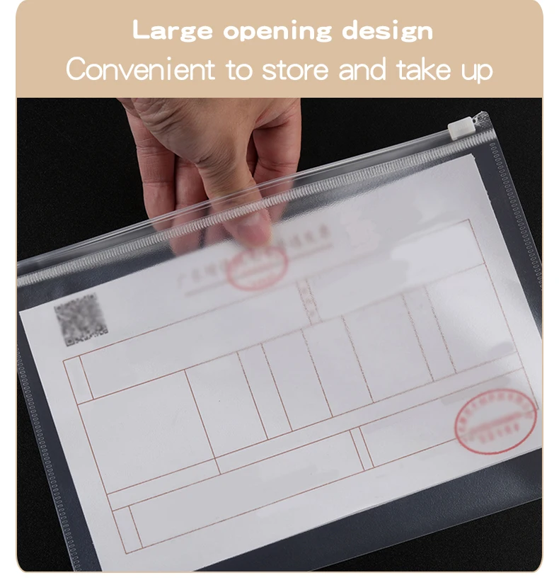 10PCS A4A5A6 Exam Mesh Zipper Bag Student Office Simple Large Capacity Transparent Document Bags