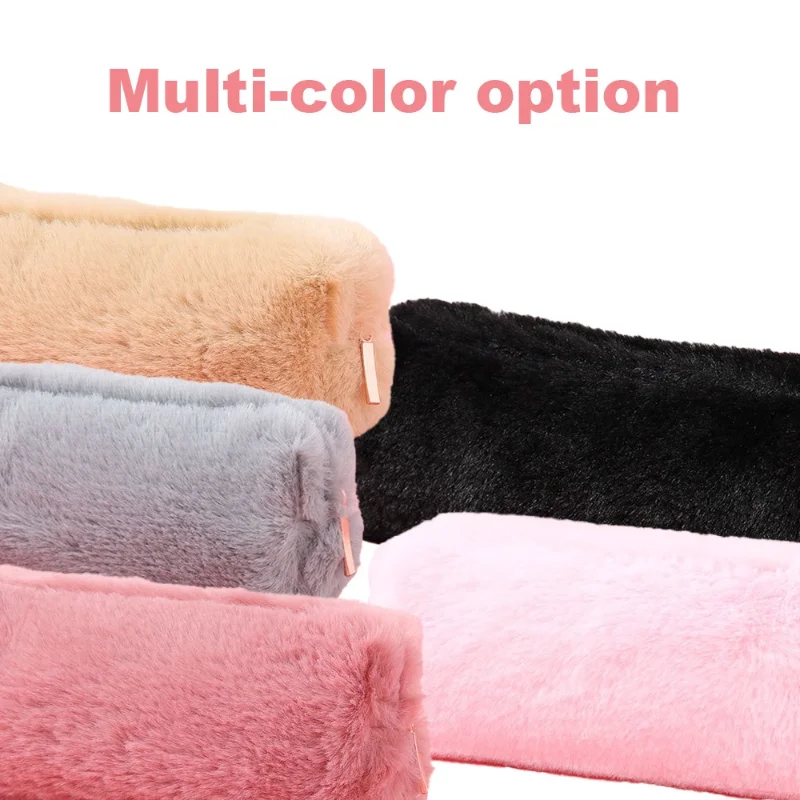 Kawaii Plush Pencil Case Cute Pen Box Large Capacity for Girls Storage Bag Student School Office Supplies Stationery