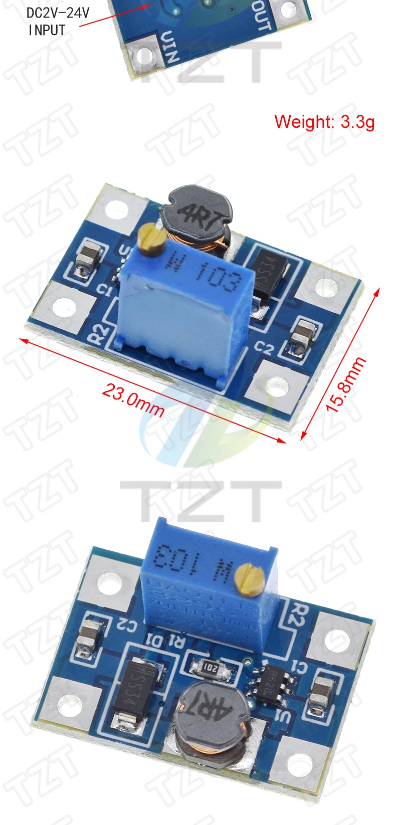 TZT 1/5PCS MT3608 DC-DC Step Up Converter Booster Power Supply Module Boost Step-up Board MAX output 28V 2A