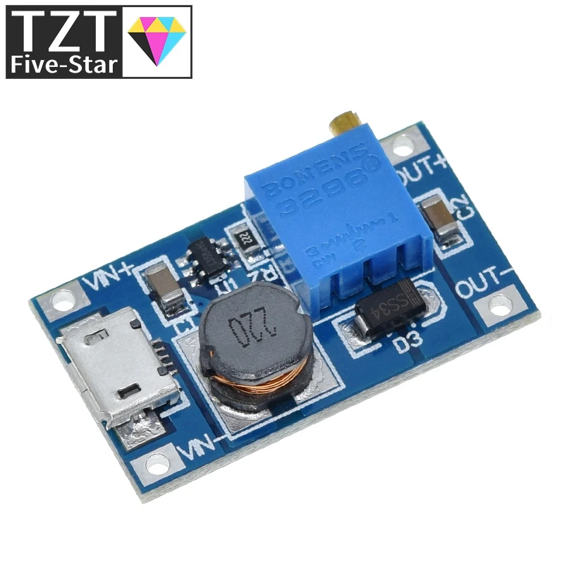 TZT 1/5PCS MT3608 DC-DC Step Up Converter Booster Power Supply Module Boost Step-up Board MAX output 28V 2A