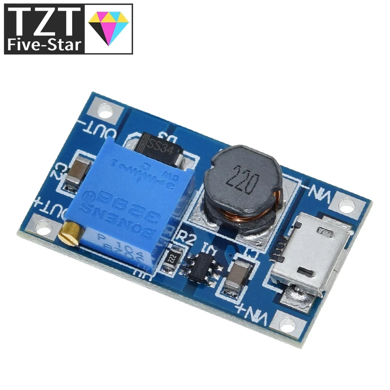 TZT 1/5PCS MT3608 DC-DC Step Up Converter Booster Power Supply Module Boost Step-up Board MAX output 28V 2A